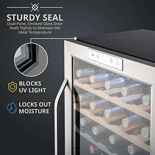 33 Bottle Dual Zone Wine Cooler with Lock