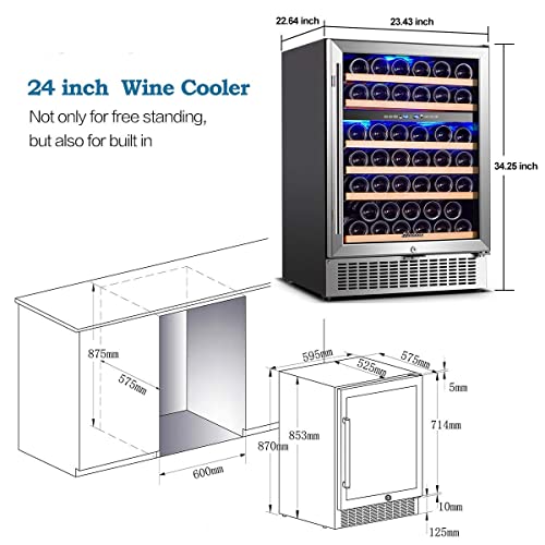 AAOBOSI Dual Zone Wine Refrigerator - 51 Bottles