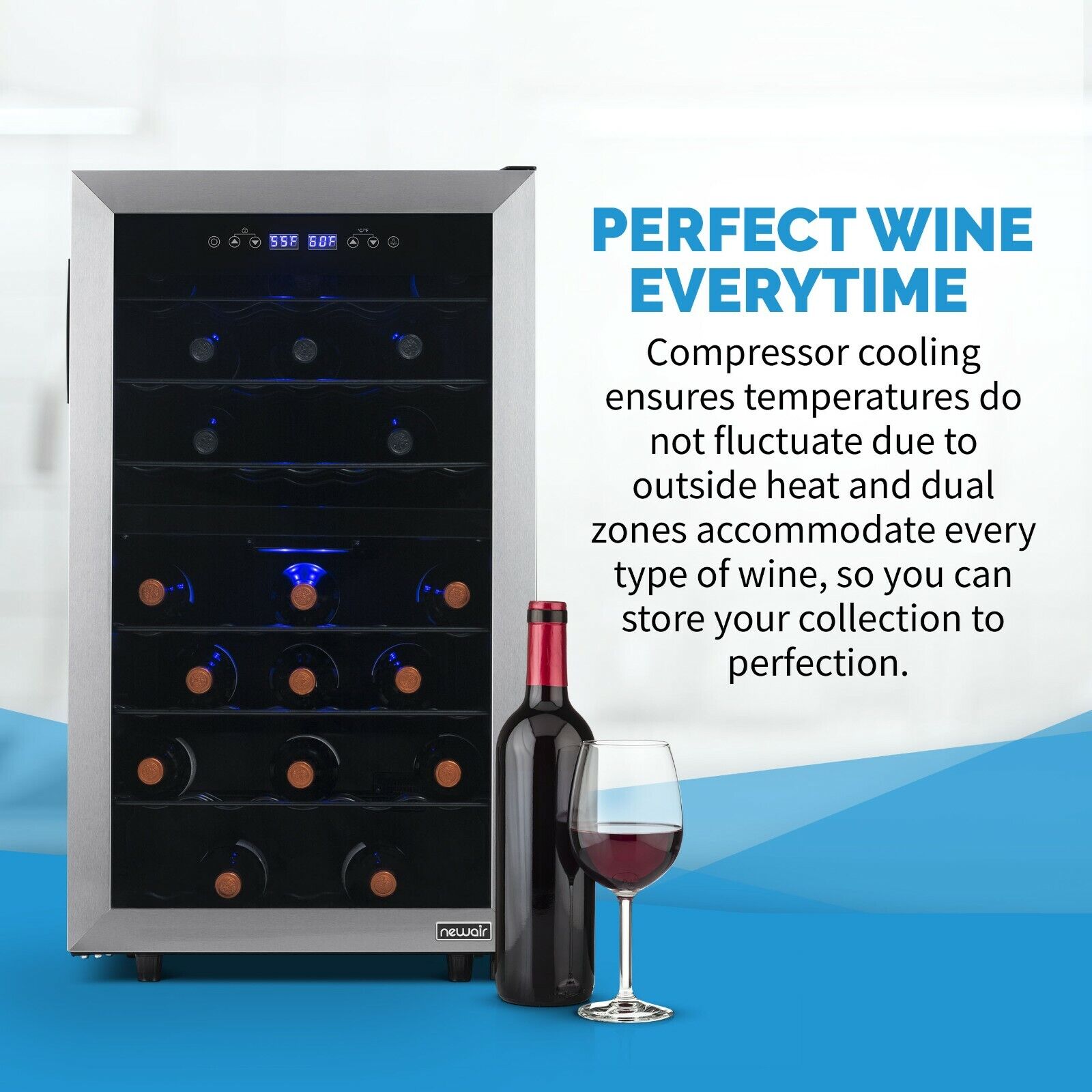 Newair 43 Bottle Dual Zone Wine Cooler