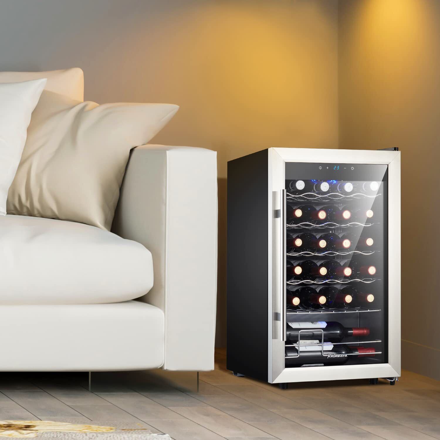 Kalamera 24 Bottle Single Zone Wine Cooler Black