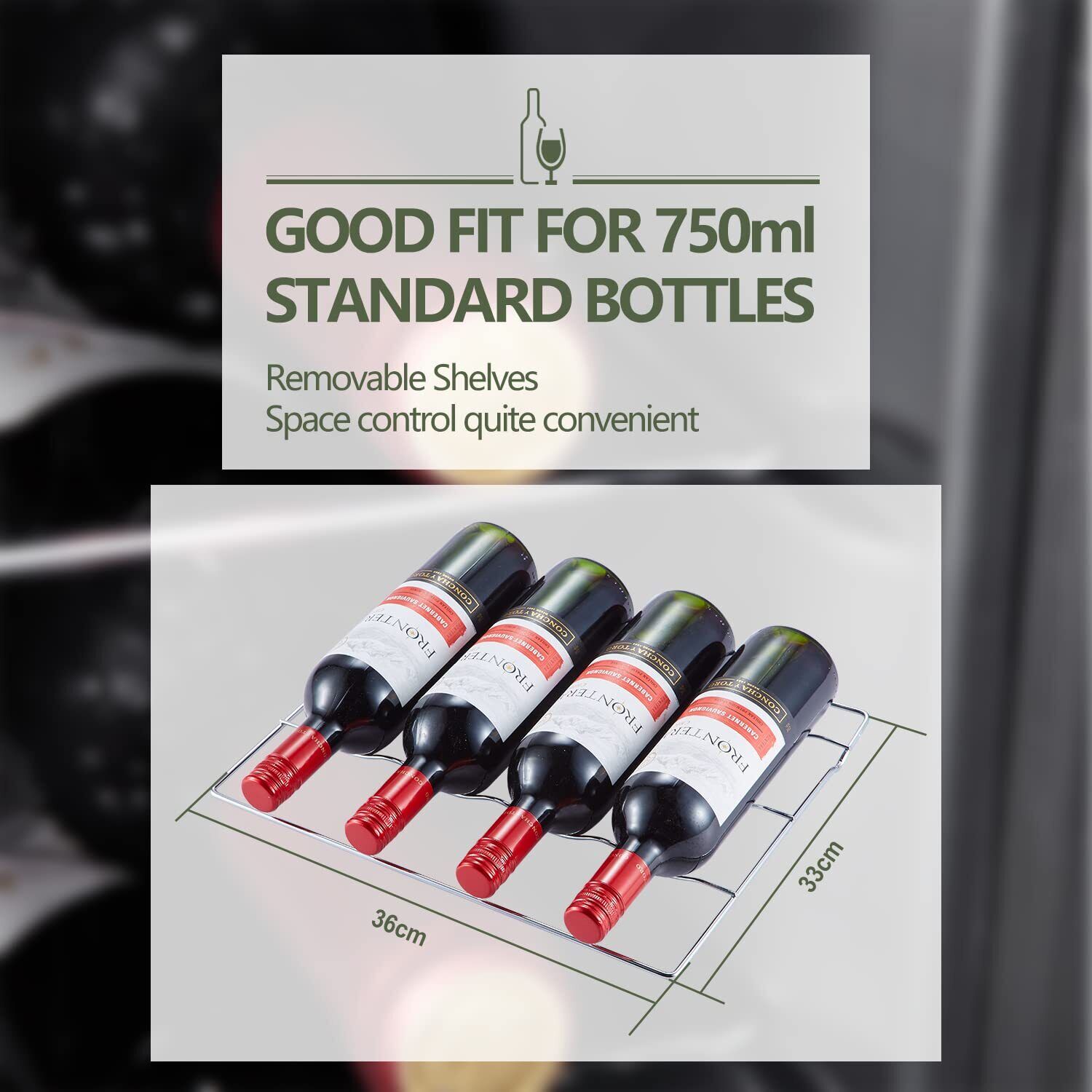 Kalamera 24 Bottle Single Zone Wine Cooler Black