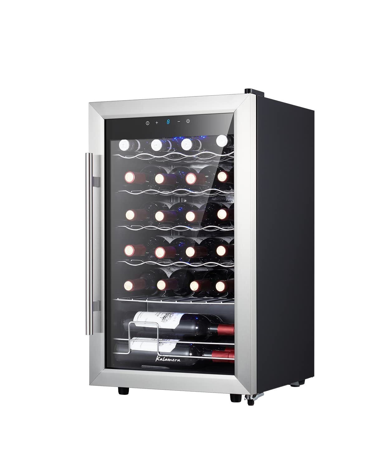 Kalamera 24 Bottle Single Zone Wine Cooler Black