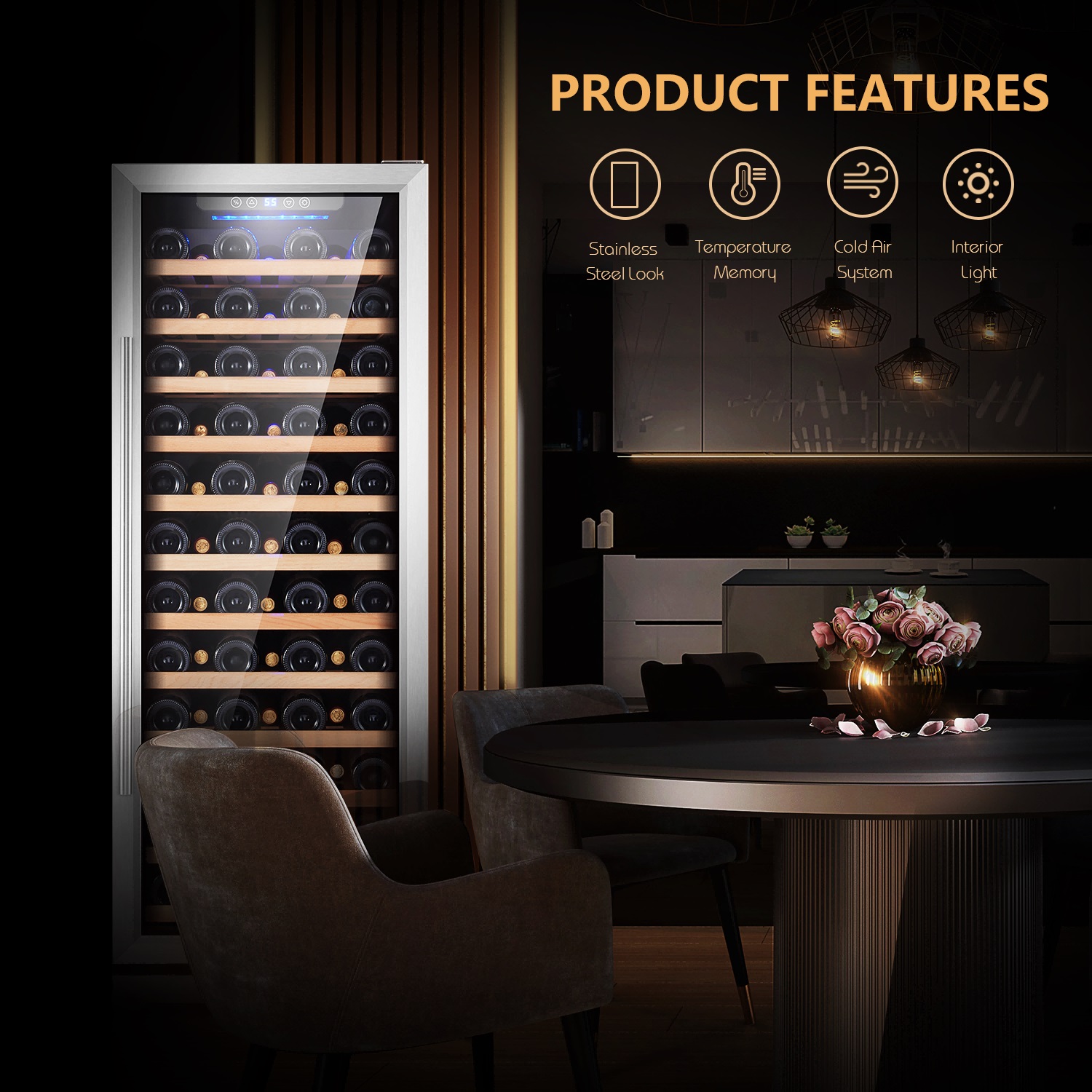 Kalamera 80 Bottle Compressor Wine Cooler with Touch Control