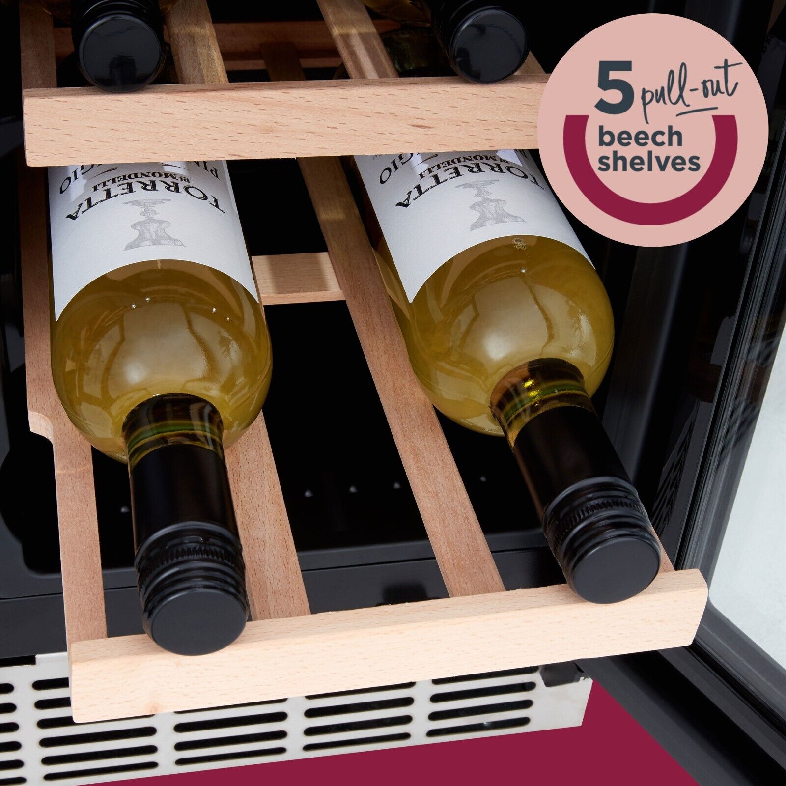 Cookology Black Glass Wine Cooler - 20 Bottle