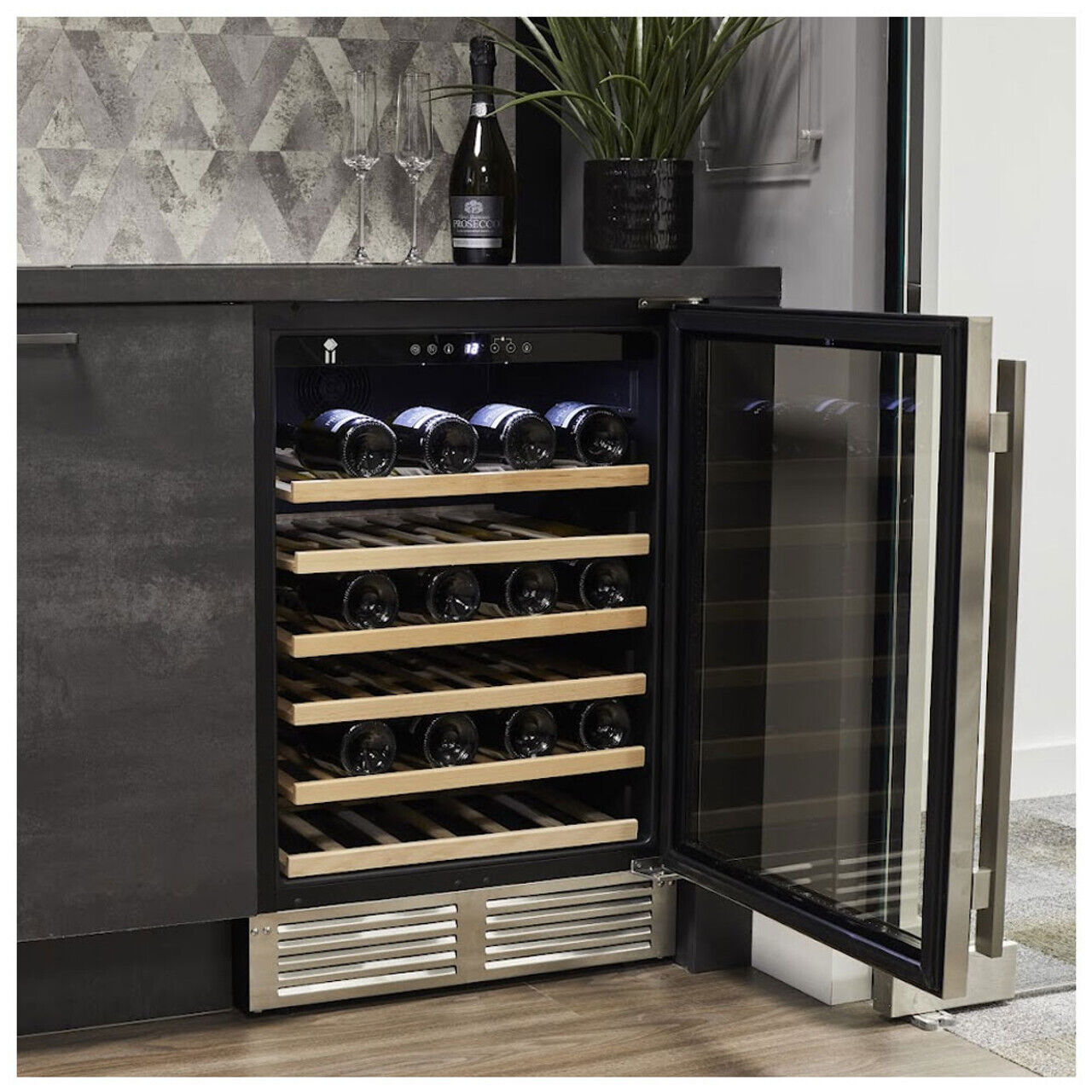Stainless Steel 60cm Single Zone Wine Cabinet