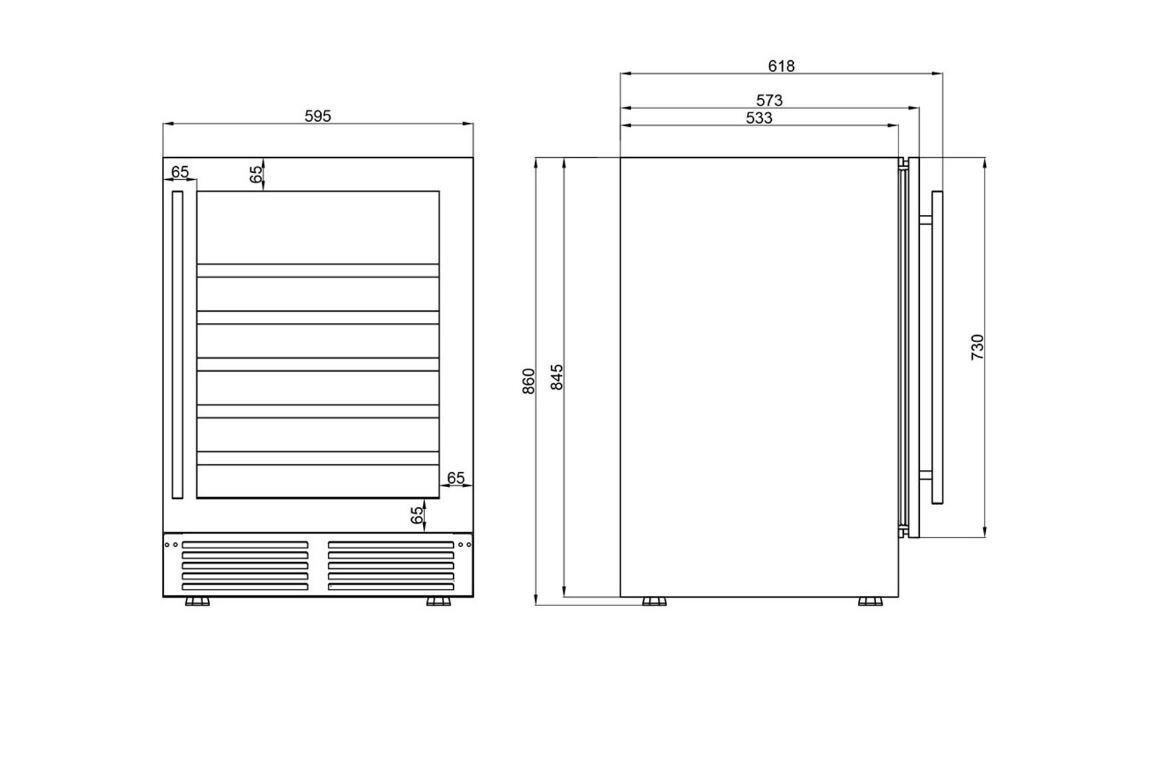 Stainless Steel 60cm Single Zone Wine Cabinet