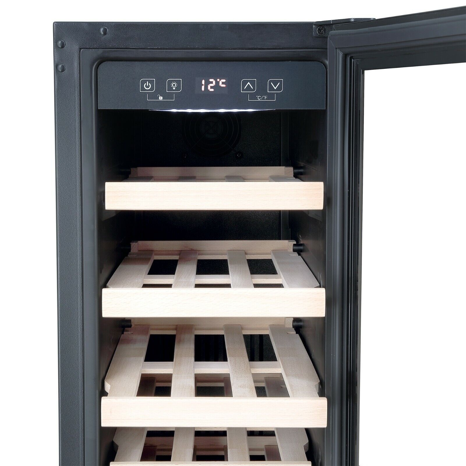 Cookology Black Glass Wine Cooler - 20 Bottle