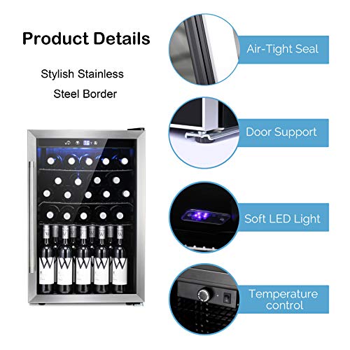 37-Bottle Single Zone Wine Cooler with Stainless Steel Door