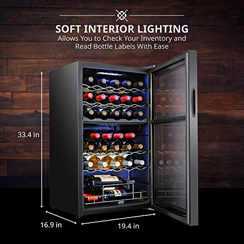 33 Bottle Dual Zone Wine Cooler with Lock