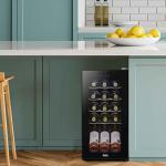 Black Wine Fridge: Single Zone, Touch Controls (15 Bottles)