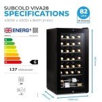 Subcold Viva28 LED Wine Cooler Lock Glass Door