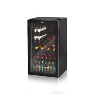 Swan 80L Glass Door Wine Fridge, Black