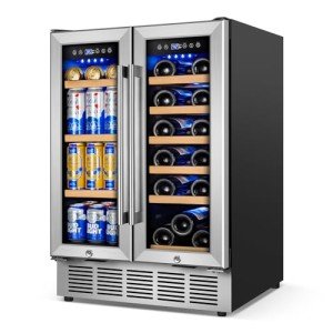 24-Inch Dual Zone Glass Door Wine Fridge