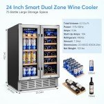 24-Inch Dual Zone Glass Door Wine Fridge