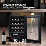 HCK 70L Freestanding Black Wine Cooler for 24 Bottles