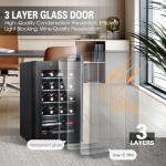 HCK 70L Freestanding Black Wine Cooler for 24 Bottles