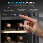 HOMCOM Dual Zone 16-Bottle Wine Cooler Fridge
