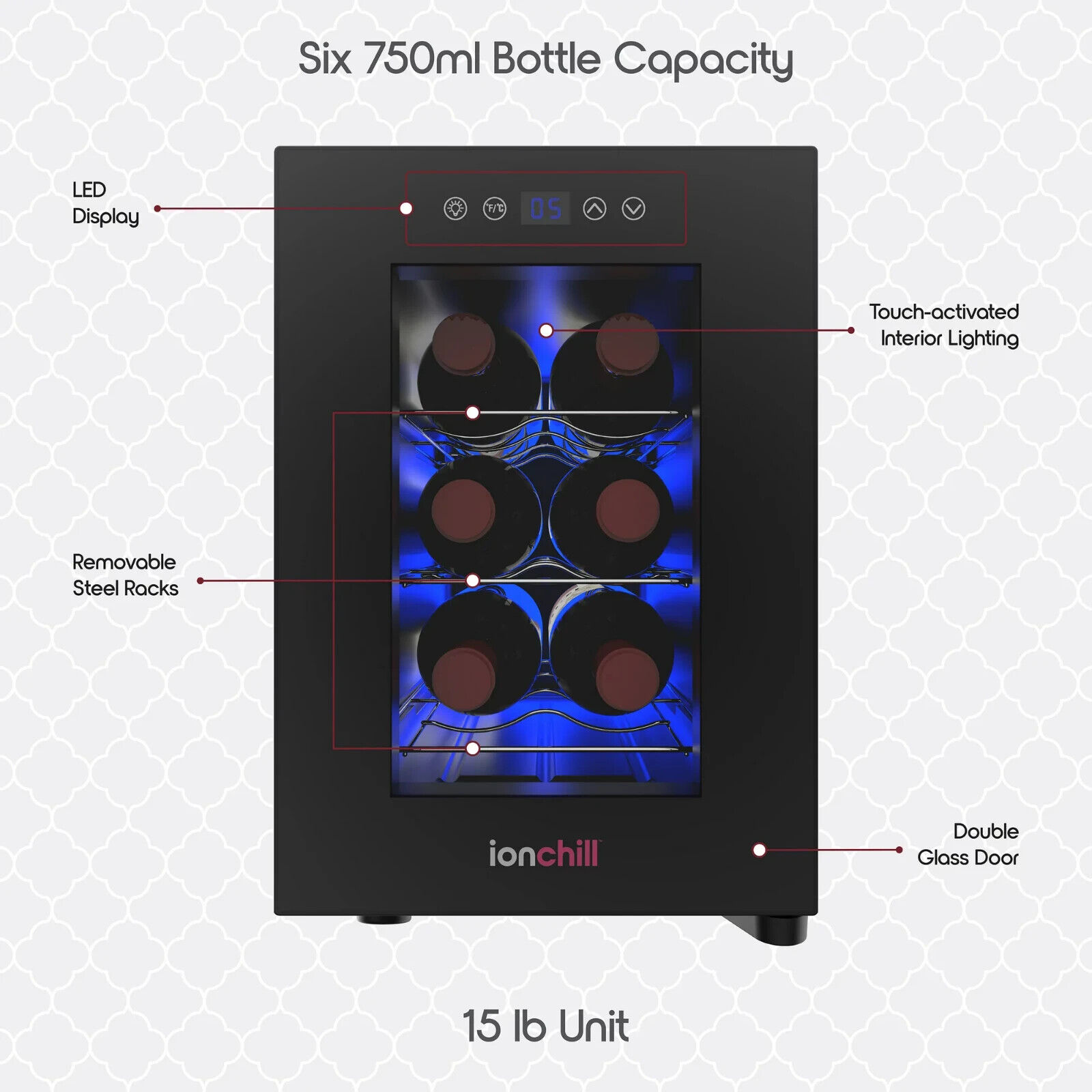 Compact 6-Bottle Wine Fridge with Temperature Control