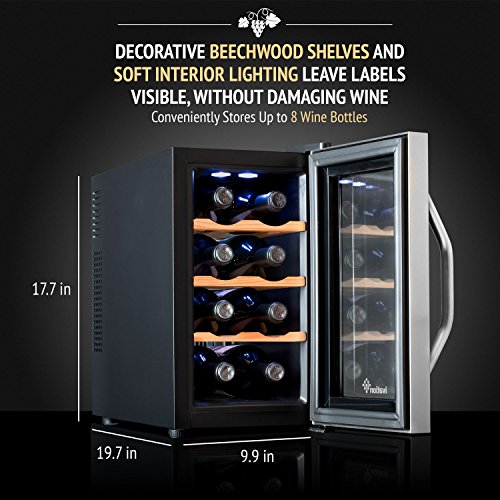 Ivation 8 Bottle Wine Cooler - Stainless Steel