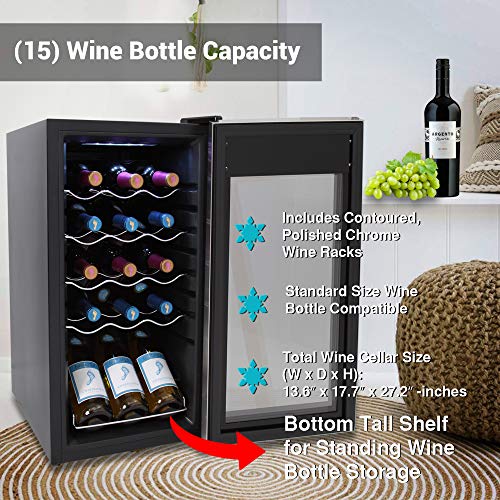 Compact 15 Bottle Wine Fridge with Digital Control