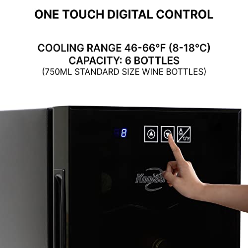 Compact 6 Bottle Wine Cooler with Red, White Storage