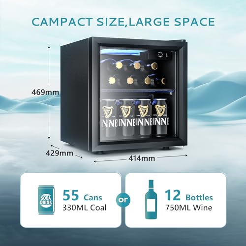 EUHOMY Glass Door Beverage Cooler with LED Lights