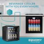 EUHOMY Glass Door Beverage Cooler with LED Lights