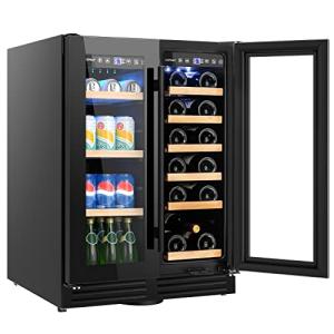 COSTWAY Dual Zone 120L Wine Refrigerator with LED