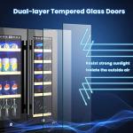 COSTWAY Dual Zone 120L Wine Refrigerator with LED