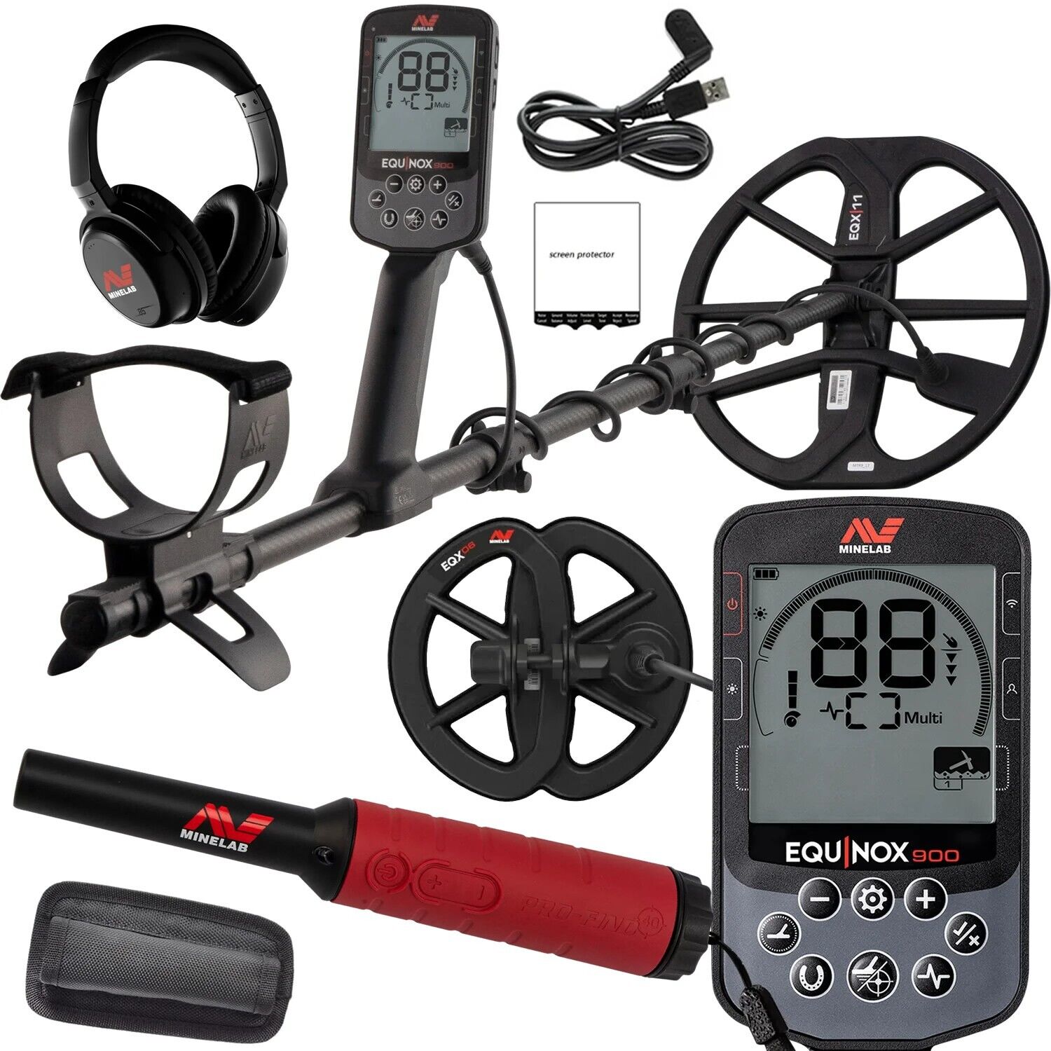 Minelab EQUINOX 900 Metal Detector with Coils & Pro-Find 40