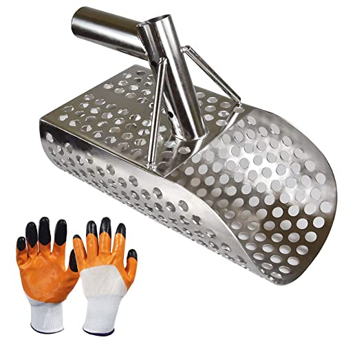 Stainless Steel Sand Scoop with Hexahedron Holes & Gloves