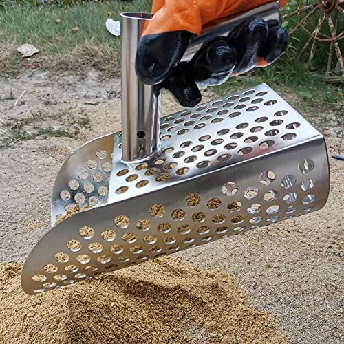 Stainless Steel Sand Scoop with Hexahedron Holes & Gloves
