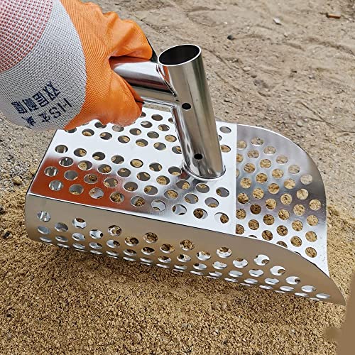 Stainless Steel Sand Scoop with Hexahedron Holes & Gloves