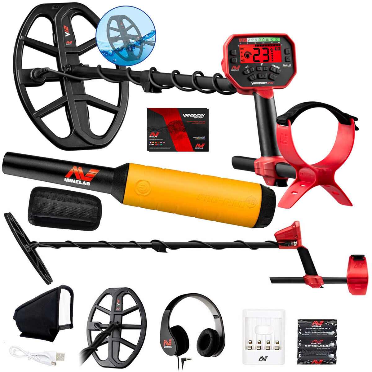 Minelab Vanquish 540 Bundle: Pinpointer, Headphones, 12" Coil
