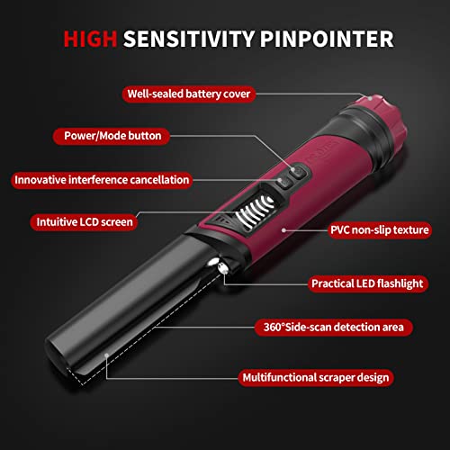 DR.ÖTEK Pinpointer Metal Detector - Waterproof, LCD Screen