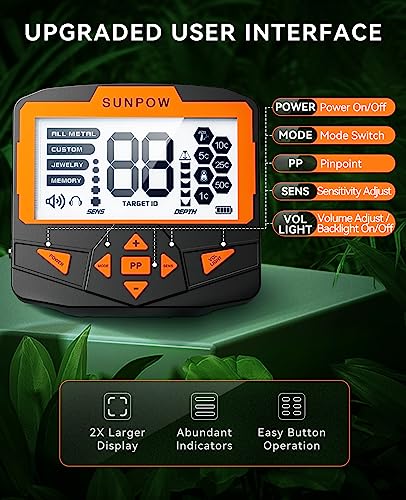 SUNPOW Professional Waterproof Gold Metal Detector - 5 Modes