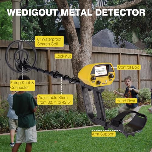 Yellow Wedigout Metal Detector with Adjustable Length