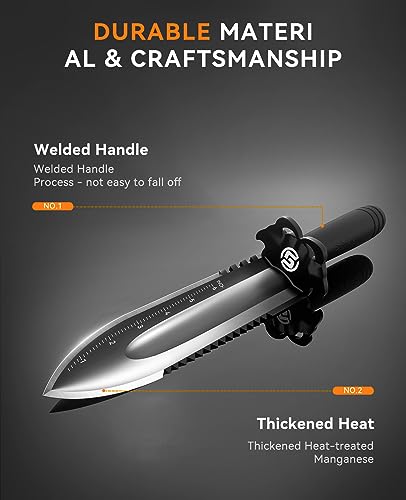 SUNPOW Heavy Duty Double Serrated Edge Metal Detector Shovel
