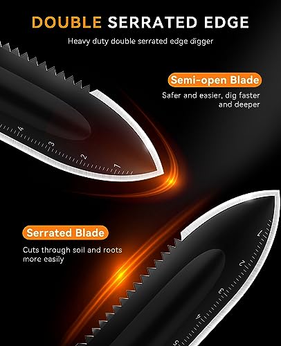 SUNPOW Heavy Duty Double Serrated Edge Metal Detector Shovel