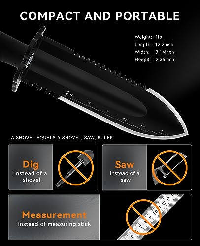 SUNPOW Heavy Duty Double Serrated Edge Metal Detector Shovel