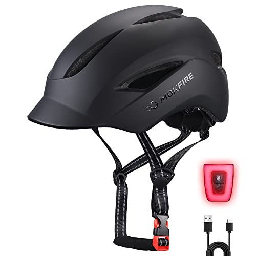 MOKFIRE Adult Bike Helmet with USB Charge Rear Light