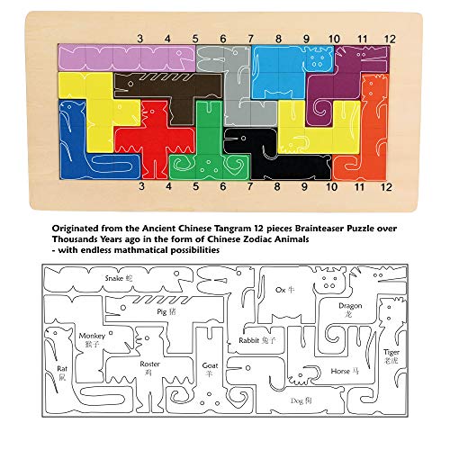 Wooden Pentominoes Math Brainteaser Puzzle - Family Board Games