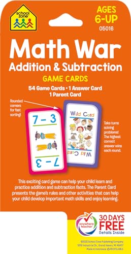 Math War Addition & Subtraction Game Cards - Ages 6+