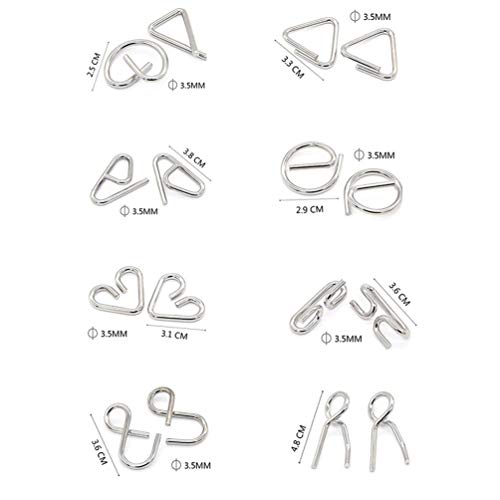 12pc Set of Bamboo 3D Metal Brain Teaser Puzzles