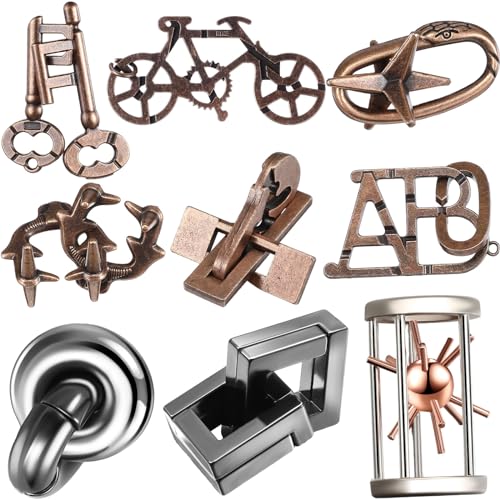 9-Piece Metal Brain Teaser Puzzles for Adults
