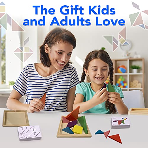 Wooden Tangram Shape Puzzle Toy Set with Pattern Cards