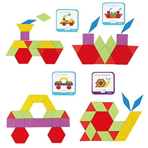 LovesTown 209 PCS Wooden Geometric Pattern Blocks