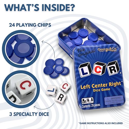 LCR Dice Game in Blue Tin