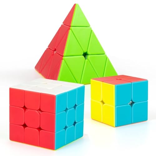 Jurnwey Magic Cube Set - 2x2x2, 3x3x3, Pyramid
