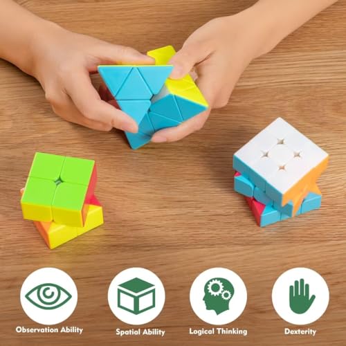 Jurnwey Magic Cube Set - 2x2x2, 3x3x3, Pyramid